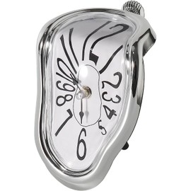 Melting Clock, Salvador Dali Clock,Melted Clock Alice in Wonderland Decor Funky Home Decor Surreal Desk Shelf Desk Melted Clock, Surface Design Drippy Clock for Living Room, Bedroom, Office