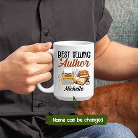Best Author Ceramic Cup - Custom Writing Porcelain Mug - Journalist Present - Book Gifts From Coworker - Author Mug - Customized Novelist Cup With Name - White Pottery Cup 11oz or 15oz