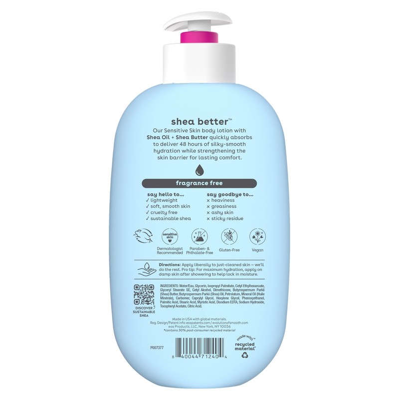 eos Shea Better Sensitive Skin Body Lotion, 48-Hour Moisture Skin