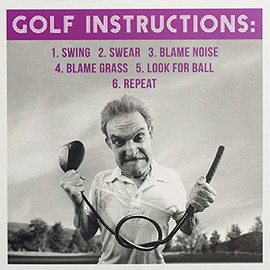 Open Male Humorous Birthday Card from The Pixel Range - Golf Instructions - for Him