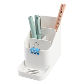 BLUE GINKGO Desk Holder Organizer - Office Organization | Desk Supplies, Pencil Holder, Pen Holder for Desk | Office Desk Accessories (Made in Korea) - White