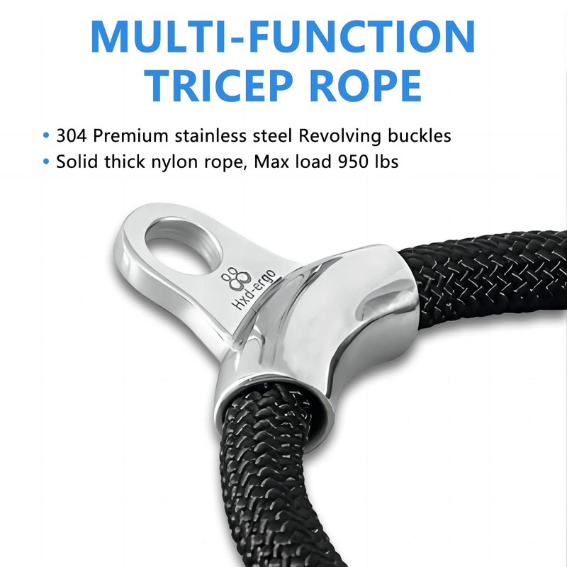 HXD-ERGO Ergonomic Tricep Rope Cable Attachment, 36 Inch Lat Pull