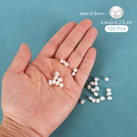 sourcing map 100 Pcs Freshwater Pearl Beads, 5-6mm Irregular Loose Gemstone Pearls 0.8mm Side Hole for Leather Cord Beading Jewelry Making DIY Craft, White