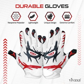 Vivaxa Enhanced Grip Kids Youth Football Gloves - Custom Football Gloves for Men and Football Gloves Youth Boys - Ideal for Improved Control & Comfort (White, youth small)