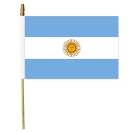 12 Pack Small Argentina Flag with Wooden Sticks Spear Top 5.3'' x 8.3'' - Handheld Argentina Flags, Mini Country Flag Hand Waving Sticks for National Day Argentina Party Decorations
