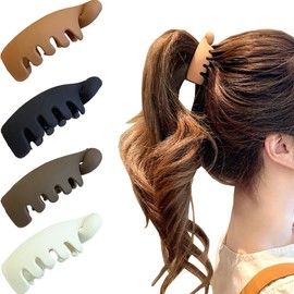 CJKDXDH 4 Stück matte Bananen-Haarspangen für Frauen und Mädchen, starker Halt, Pferdeschwanz-Halter, Haarspangen, gedrehte französische Haarspangen, modisches Haar-Accessoire (bunt)
