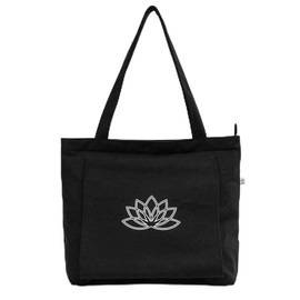 Hygge Beaute Black Yoga Bag for Women with Yoga Mat Carrier Bag for Small Sized Mats (17"x13.75"x5")-Canvas Shoulder Handbag Nurse Women Tote Bag for Workout, Travel, Beach, Yoga and Gym