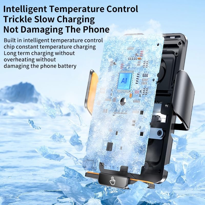 Wireless car charger mount, 15W fast charging smart sensor automatic