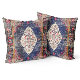 Fjdcslwx Boho Throw Pillow Covers 20x20 inch Set of 2,Soft Pillowcases Monaco Rug Persian Carpet Pattern Decorative Sofa Living Room Bed Square Pillow Case Cushion Cove-Multicolour