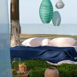 Bedsure Cooling Cotton Waffle Weave Blanket - Lightweight Breathable Blanket of Rayon Derived from Bamboo for Hot Sleepers, Luxury Throws for Bed, Couch and Sofa, Navy, 50x70 Inches