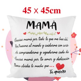 GEBETTER Spanish 45 x 45 cm Decorative Cushion Cover Mother Funny Cushion Cover for Filling Cushion Cover Mum Gift Decorative Cushion Cover Birthday Decorative Cushion Cover Mother's Day