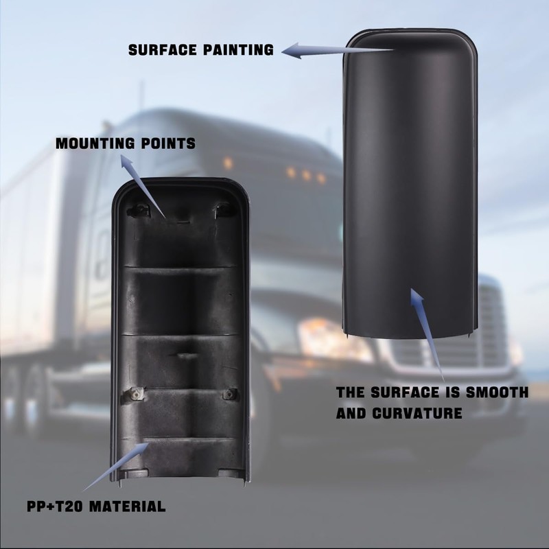 Truck Black Pair Set Mirror Covers Black Housing Door Rearview