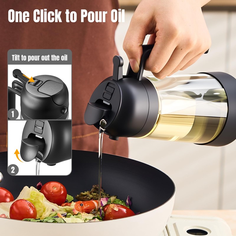 PARACITY Oil Dipenser Bottle with Silicone Bottom, 2 in 1