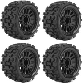 Powerhobby 1/8 MT 4.0 Belted Mounted Tires w Removable Hex Wheels (4) FITS : Traxxas Sledge/E-Revo/Arrma Kraton/Outcast/Talion/Notrouious (Wasteland)