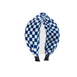 YOEMAYUNER Checkered Headband Twist Headbands for Women Non Slip Fashion Knotted Headband Top Knot Hair Accessories, Cross Knot Headbands, 3PCs (1PC,Blue, one size fits most)