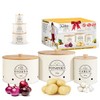 Kito Living Canister Sets For Kitchen Counter, 3 Piece Garlic Potato Onion Keeper Kitchen Canisters for Pantry Organization and Storage Bins with Wooden Bamboo Lids, Kitchen Organization (Cream)