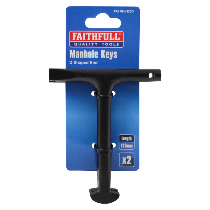 Faithfull Manhole Keys (Pair), D Type, Powder Coated Steel –