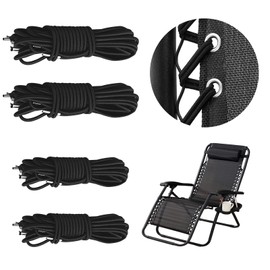 SAIIURV 4 Pieces Replacement Cord for Zero Gravity Chair Universal Replacement Elastic Cords Repair Tool Kit for Garden Chairs Outdoor Recliners Bungee Chairs Sun Loungers Black (4 pcs)
