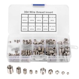 Thread Repair Insert, SS304 Stainless Steel 150Pcs Coiled Wire M3 M4 M5 M6 M8 Threaded Inserts Screw, with Plastic Box