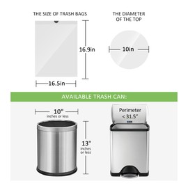 2 Gallon/7.5 Liter 100 Counts Small Drawstring Trash Bags Garbage Bags by RayPard, fit 1.8,2,2.2 Gal Waste Basket, Small Plastic Trash Can Liner for Home Office Kitchen Bathroom, White