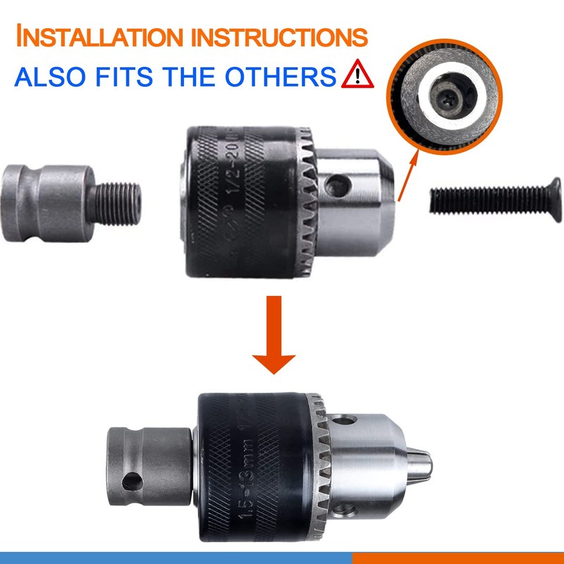GANYEE 1.5-13mm Keyed Drill Chuck Adapter Kit 1/2"-20UNF with SDS-Plus