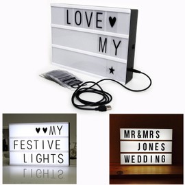 Cisixin Cinematic Light Box with Changeable 96 Letters Tiles A4 Size for Home, Wedding, Birthdays Party, Photo Shoots
