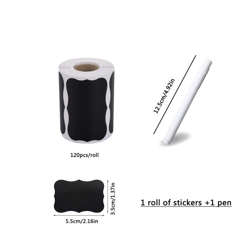 120pcs/roll Removable Chalkboard Blank Sticker & 1 Count Marker Pen, Kitchen