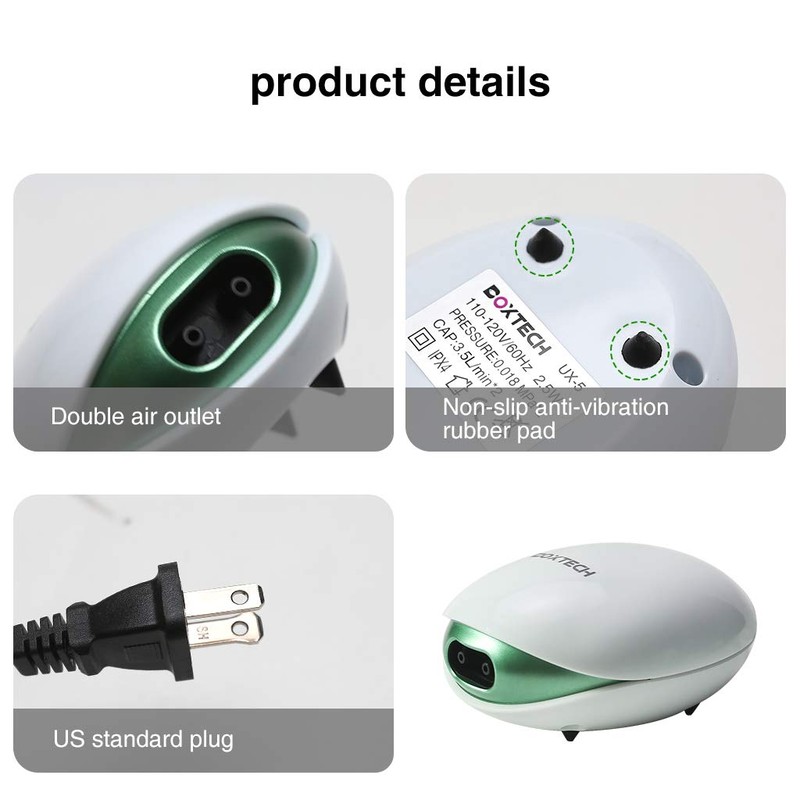 Boxtech Aquarium Air Pump,Oxygen Fish Air Pump with Adjustable Air