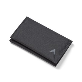 Allett Card Holder Wallet, Jet Black | Nylon, Bifold, Holds 2-12 Business Cards, Thin, Minimalist, Front Pocket | For Men and Women