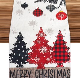 Table Runner Christmas Table Decoration, Fashion Snowman Christmas Table Runner, Red, Snowflake Table Runner, Winter Kitchen Table Decoration, Christmas Tablecloth Runner for Winter Christmas (33 x