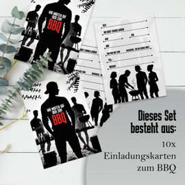 10 x BBQ Invitation Cards Barbecue Party Invitations Cards A6 Party Birthday Summer Party Barbecue Invitation for Barbecue Fans Young People Men Women Cards to Fill In