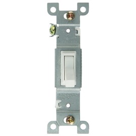 Sunlite 08100 Grounded Toggle Wall Switch White, 15 Amp, 120 Volt, New Installs, Replacement, Commercial, Residential, UL Listed, 1 Pack