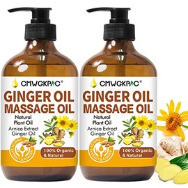 CMWGKBC Aceite de Masaje de Jengibre 2 Piezas – Con Arnica y Uva, 100% Natural, 250 ml c/u