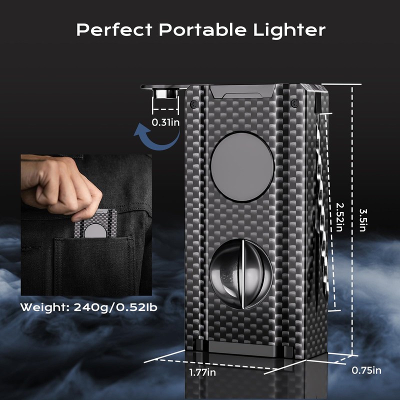 5-in-1 Torch Lighter with Tool, Punch, Holder, Draw Enhancer, Refillable