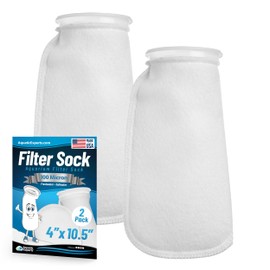 Aquatic Experts 4 inch Ring 100 Micron Felt Filter Sock - Filter Socks for Saltwater Aquarium, Sump Filter Sock, Freshwater Aquarium Socks, Reef Filter Sock (4"x10.5", 2 Pack)