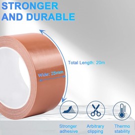 Yuexitech Duct Tape Brown, 25 mm x 20 m Fabric Tape, Strong Duct Tape for Home, Automotive or Outdoor Repairs