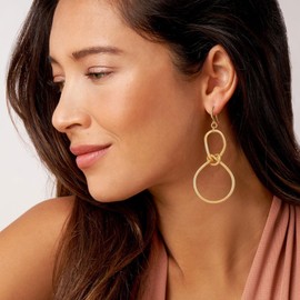 YKKZART Dangle Earrings for Women 14k Matte Gold Plated Infinity Dangle Earrings Geometric Long Infinity Dangle Drop Earrings for Women Gift