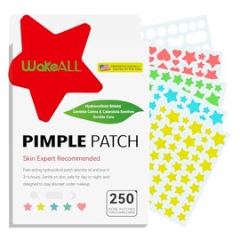 Parches para acne, 250 piezas, Estrellas para granos, 7 tamaños, 5 formas/colores, Hidrocoloides pimple patches que se adaptan con precisión a diferentes tamaños de acné, Pegatinas con árbol de té, ácido salicílico y centella