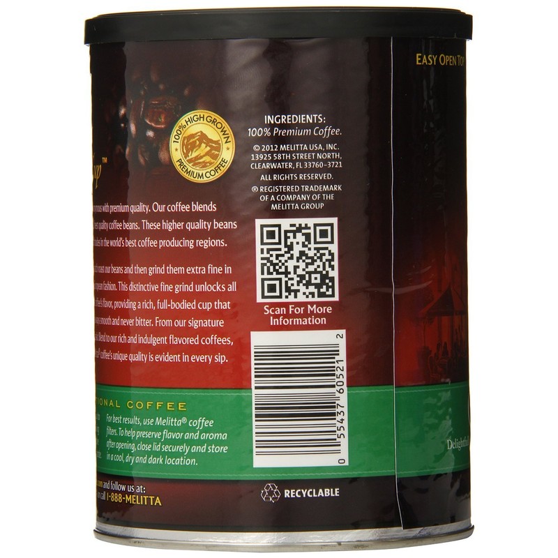 Melitta Coffee, Classic Decaf Ground, Medium Roast, 10.5-Ounce Cans (Pack