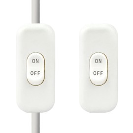 Inline Cord Switch, XGJUCE Lamp Control Appliance Switch Rocker, AC 250V 6A On Off Button Switch, Control Cord Cable Switch, for Appliance Bedroom Table Lamp Desk LED Lights Parts (2 Pcs, White)