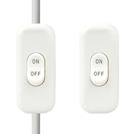Inline Cord Switch, XGJUCE Lamp Control Appliance Switch Rocker, AC 250V 6A On Off Button Switch, Control Cord Cable Switch, for Appliance Bedroom Table Lamp Desk LED Lights Parts (2 Pcs, White)