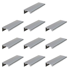 LC LICTOP Rouned Edge Pull Handle for Cabinets, 4.72 Inch Aluminum Alloy Finger Tab Pulls, Concealed Drawer Pull for Kitchen, Dresser, Wardrobe, 3.78 Inch Hole Spacing, 10Pcs Chrome Plated Edge Pulls
