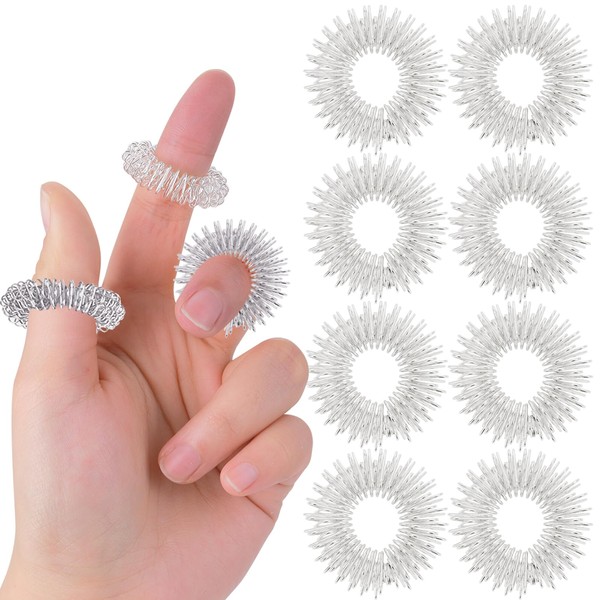 8 Piece Acupressure Rings Set, Acupressure Ring for Finger Massage Ring, Arthro Roller, Anti-Stress, Sensory Finger Massage Ring, Massage Rings for Stress Reducer and Promote Blood Circulation