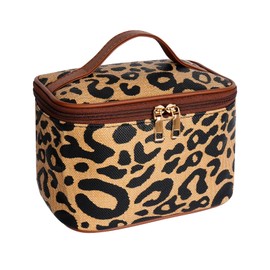 Sweetone Kosmetiktasche Große Kulturtasche Damen Kulturbeutel Leopard Makeup Bag Organizer Wasserdichter, Reise Waschtasche Tragbare Schminktasche Frauen Mädchen für Alltag und Reisen