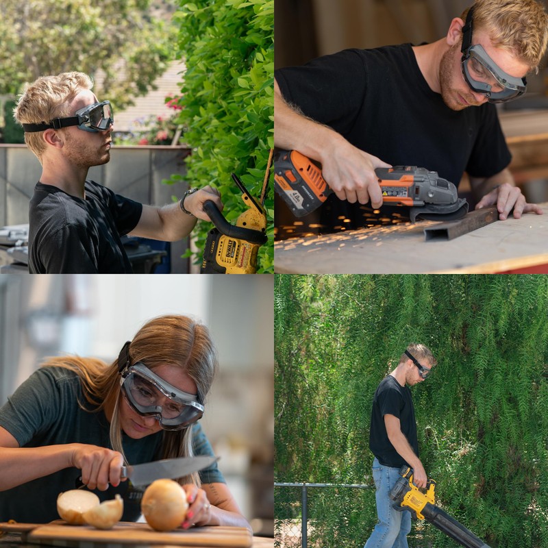 SolidWork Safety Goggles Anti-Fog Clear Lens with Adjustable Elastic Headband.