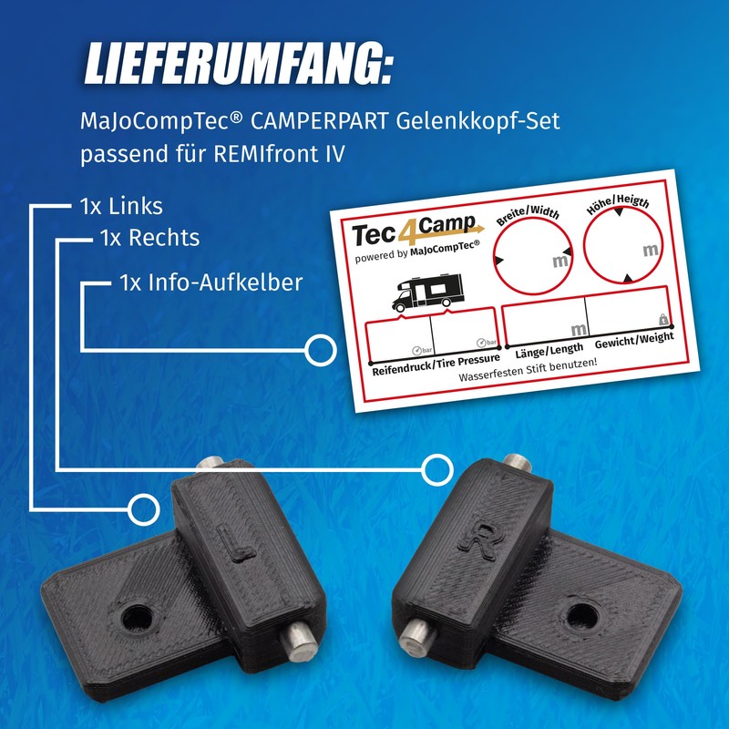 MaJoCompTec® Camperpart Replacement Joint Compatible with Remis Telescopic Guide, Replacement