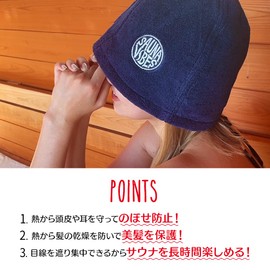 SAUNA VIBES Sauna Hat, Available in 11 Colors, Popular with Women, Prevents Heat Dizziness, Prevents Hair Damage, Imabari Towel, With Key Pocket, Men's, Women's, navy, Free size