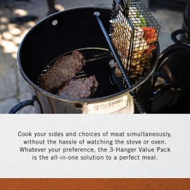 Pit Barrel Cooker 3-Hanger Value Pack | Barrel Smoker Hangers | Hang Meat and Grill Vegetables Simultaneously | Includes Corn Hanger, Brat Hanger, and Basket Hanger