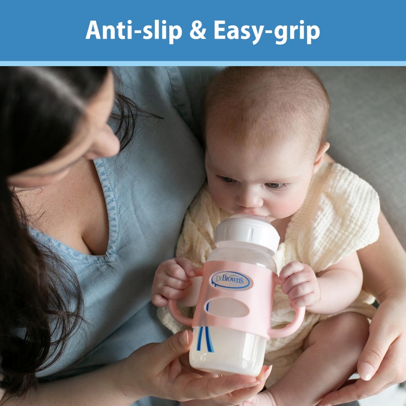 Dr. Brown's Wide-Neck Baby Bottle Handles, 100% Silicone, Easy Grip