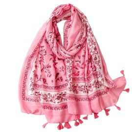 FAIRYGATE Pink Scarf for Women UK Ladies Scarves and Shawls Scarfs for Women Sale Sunscreen Large Cotton Scarf with Tassels Long Beautiful Wraps Pink 47055